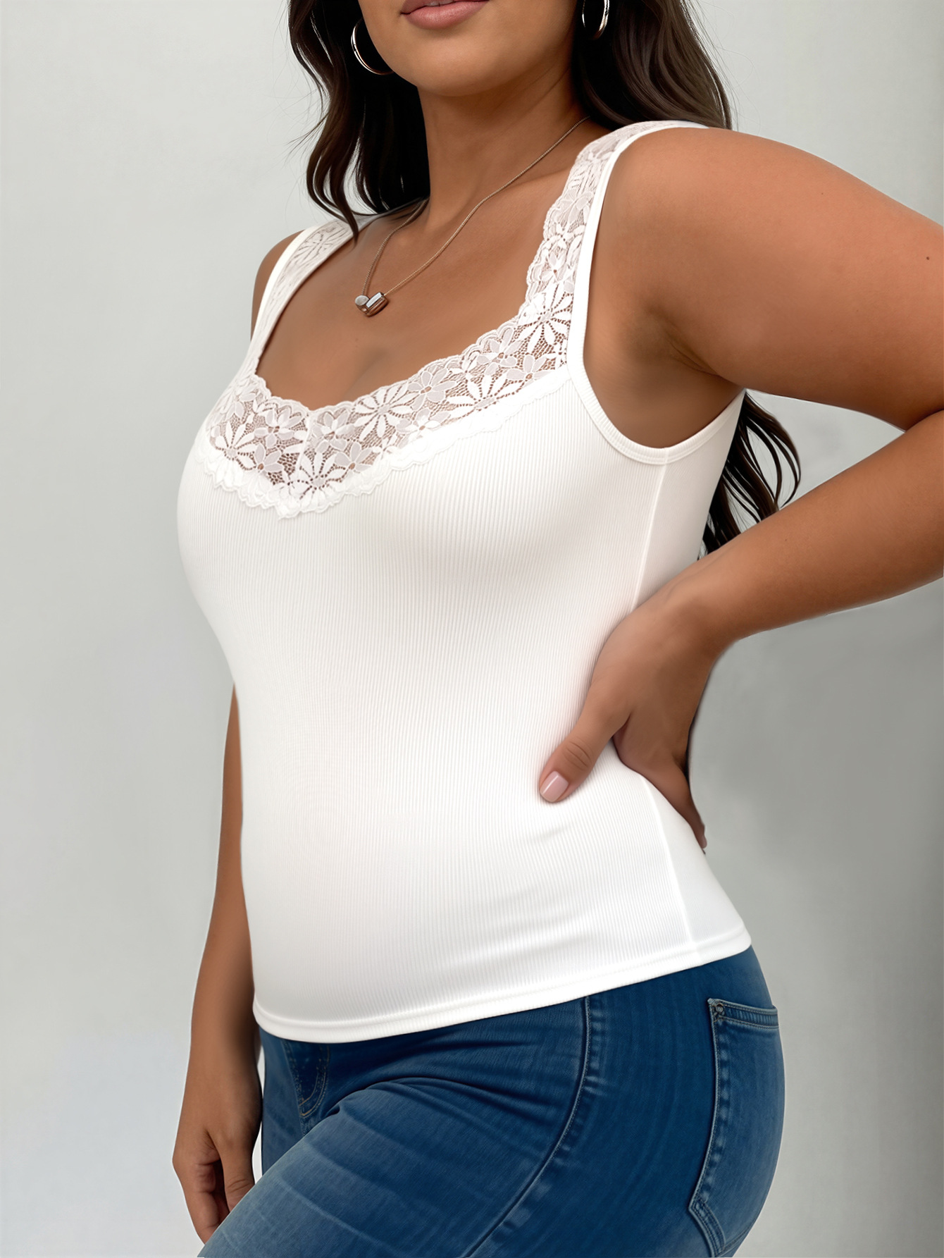 Camisola sin mangas de cuello  - Tank Top Ribbed reseña y precio